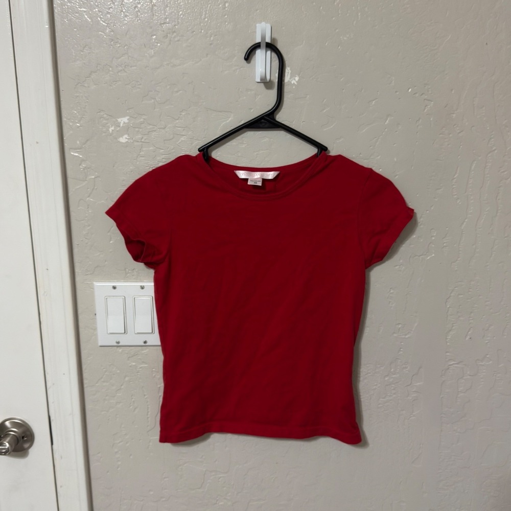 Vintage Victoria's Secret Red Short Sleeve Baby Tee Crew Neck Basic Top XS